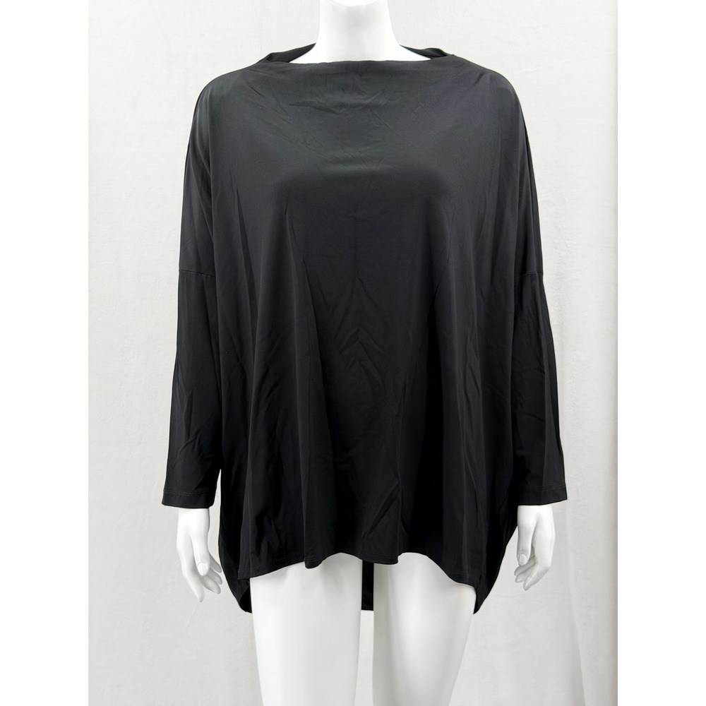 Bryn Walker Top Womens Large Black Oversized Lagenlook Minimalist Stretch Lagom
